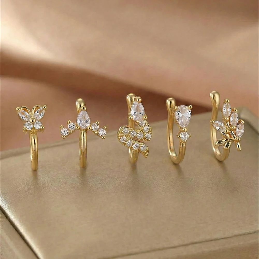 5PC Gold Crystal Nose Ring Set
