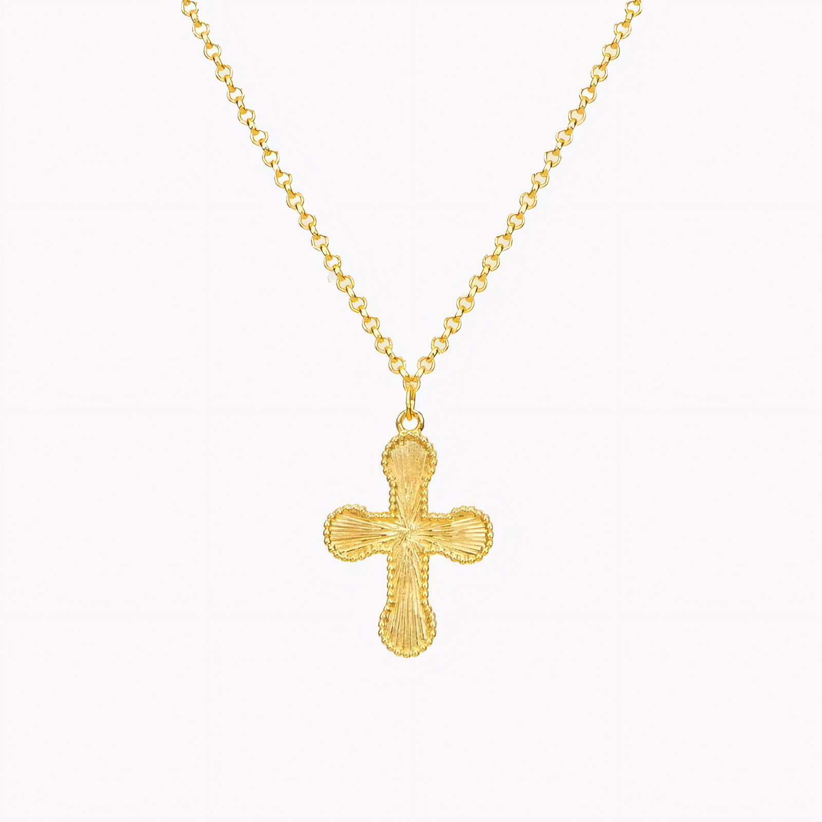 18k Sunburst Cross Necklace
