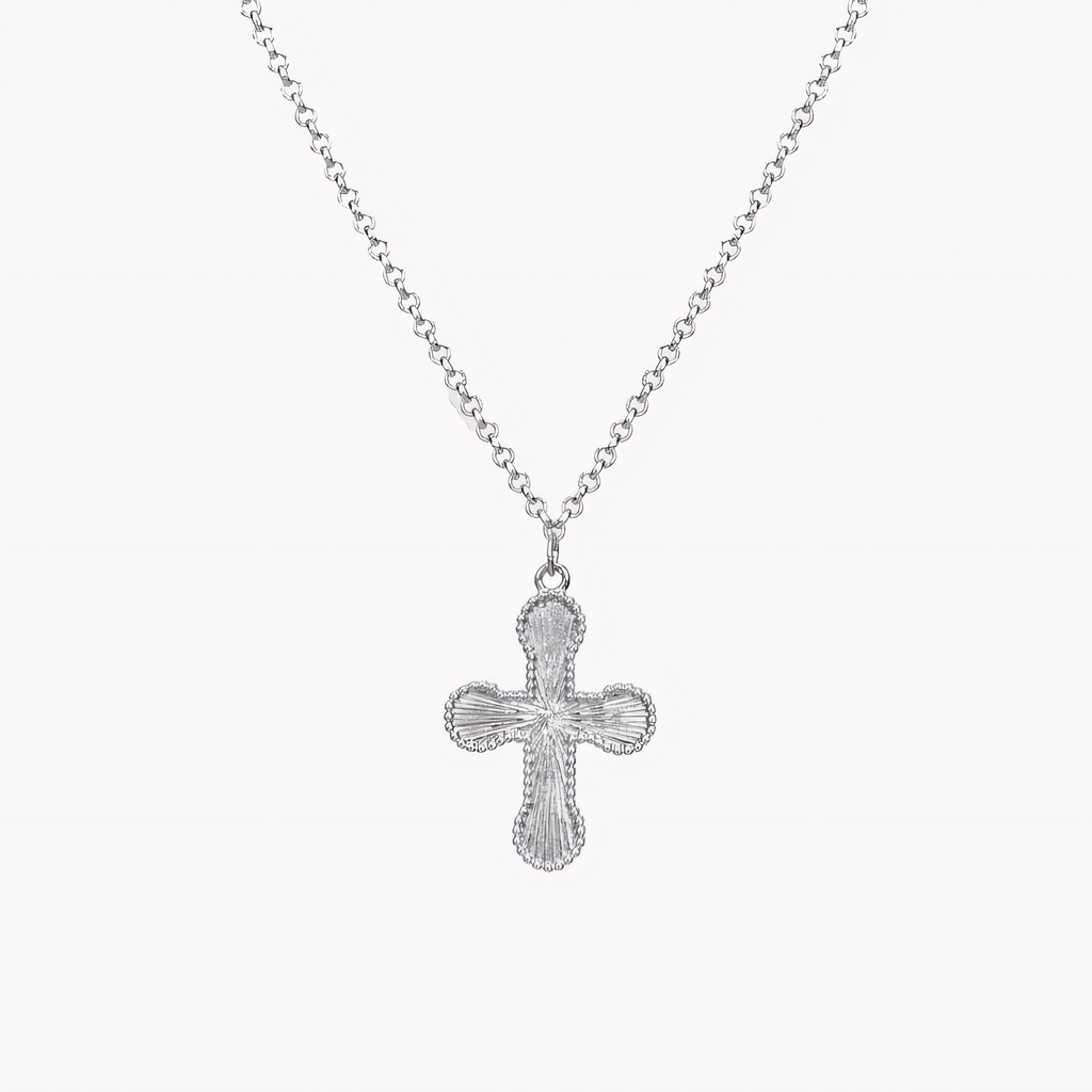 18k Sunburst Cross Necklace
