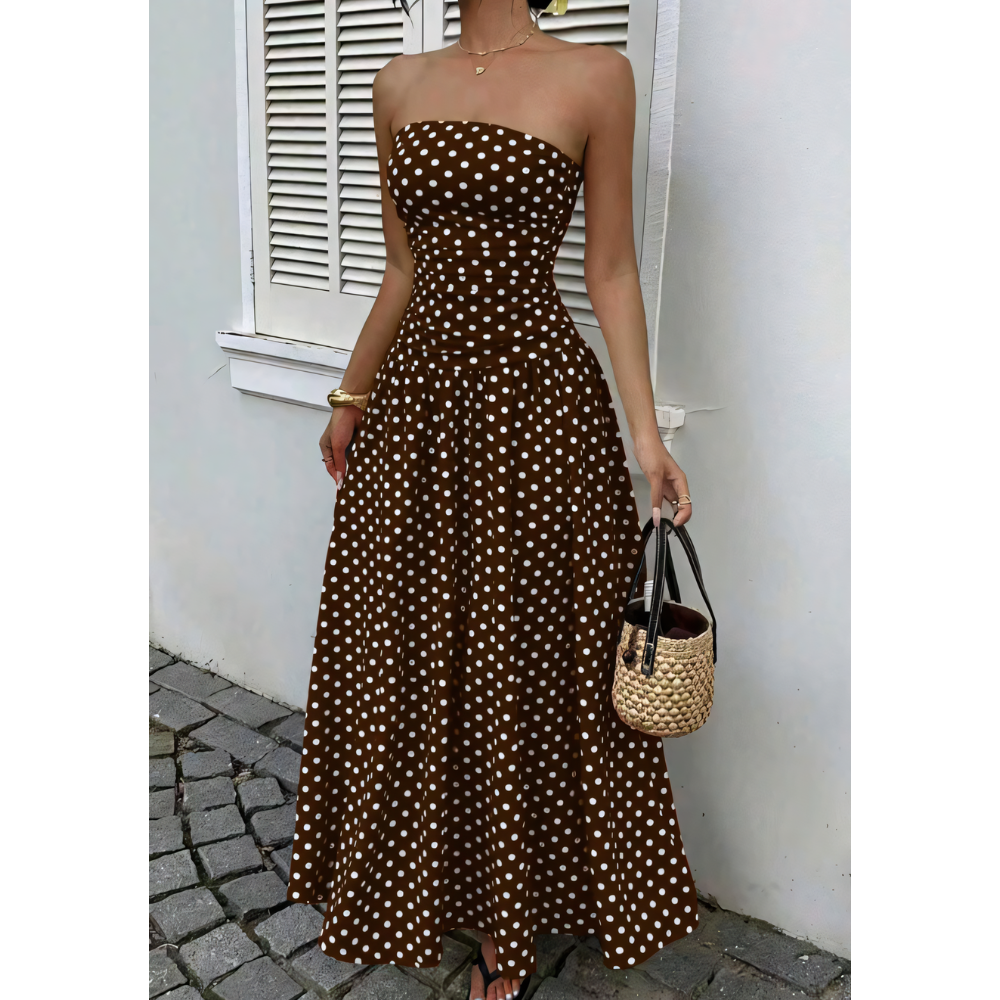 Strapless Polka Dot Maxi Dress