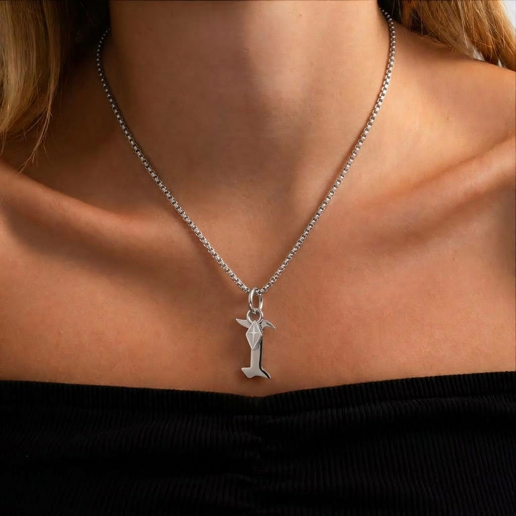 Vintage Initial Cross Charm Necklace