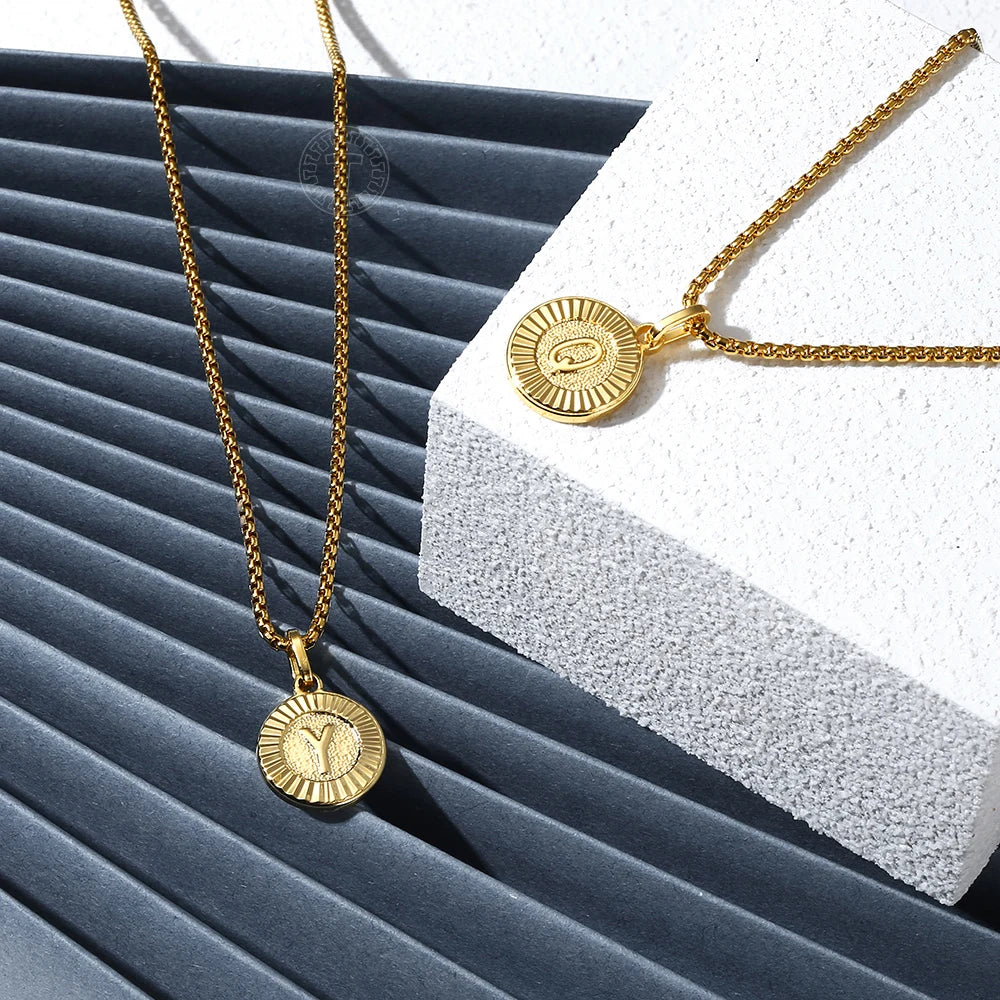 Round Dial Initial Necklace