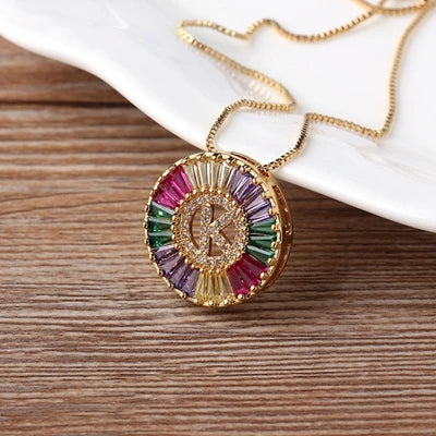 Colorful Diamond Initial Necklace
