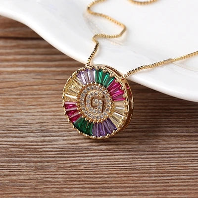 Colorful Diamond Initial Necklace