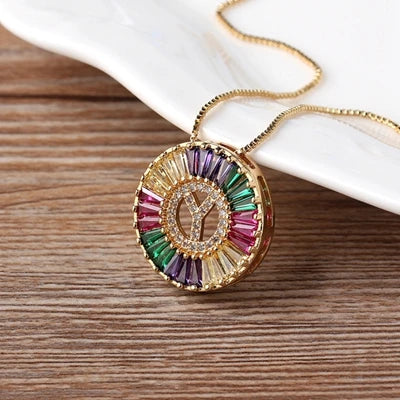 Colorful Diamond Initial Necklace