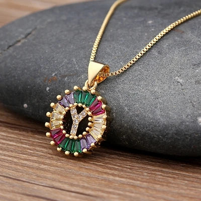 Colorful Diamond Initial Necklace 2.0