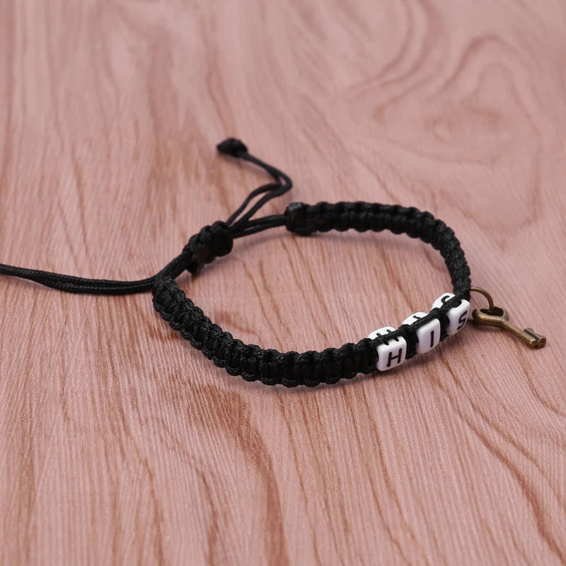 His & Hers Love Lock Woven Bracelets