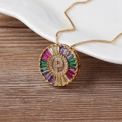 Colorful Diamond Initial Necklace
