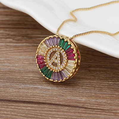 Colorful Diamond Initial Necklace
