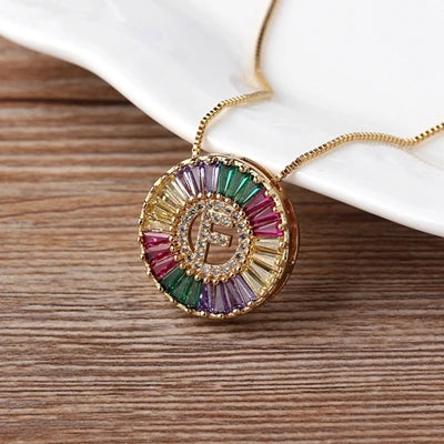 Colorful Diamond Initial Necklace