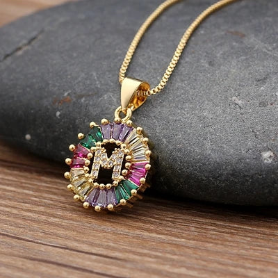 Colorful Diamond Initial Necklace 2.0