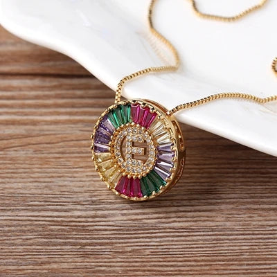 Colorful Diamond Initial Necklace
