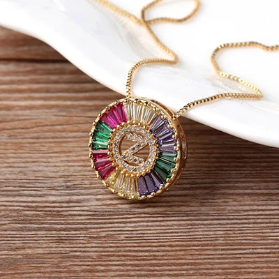 Colorful Diamond Initial Necklace