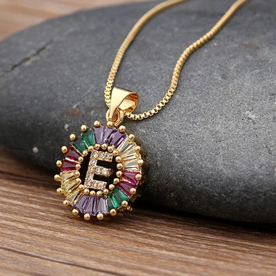 Colorful Diamond Initial Necklace 2.0