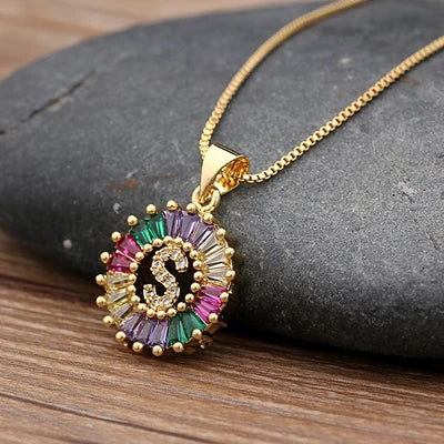 Colorful Diamond Initial Necklace 2.0