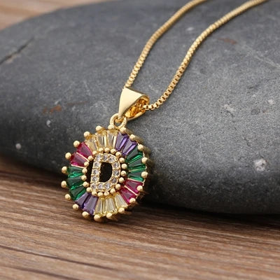 Colorful Diamond Initial Necklace 2.0