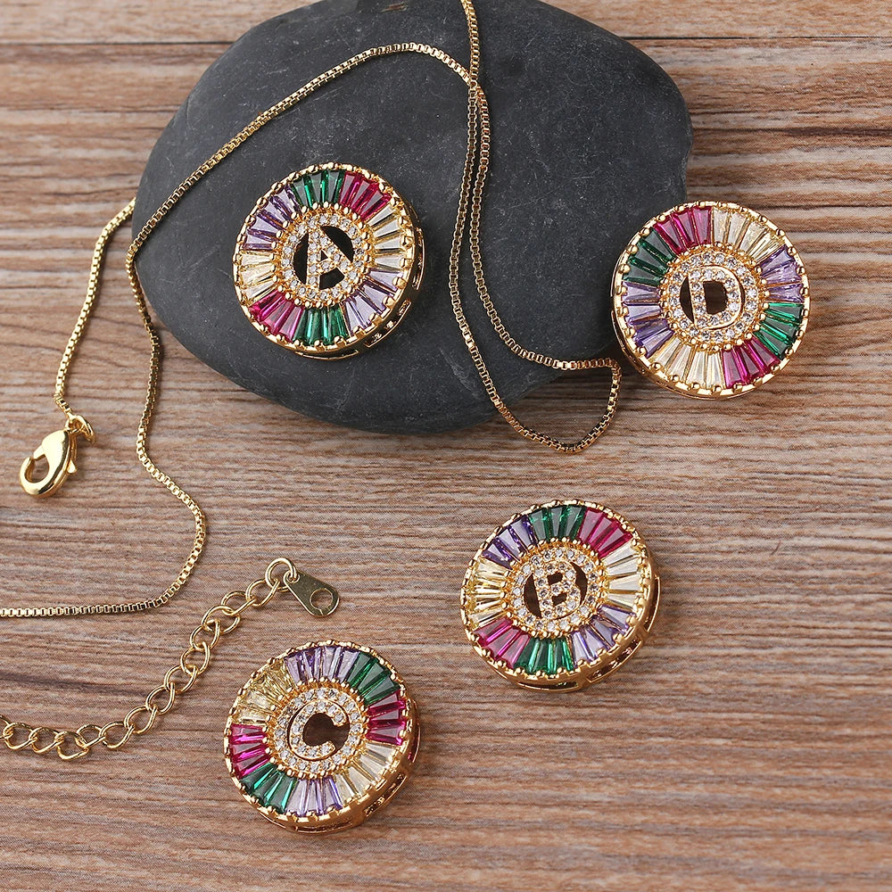 Colorful Diamond Initial Necklace