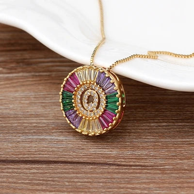 Colorful Diamond Initial Necklace