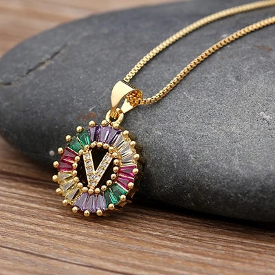 Colorful Diamond Initial Necklace 2.0