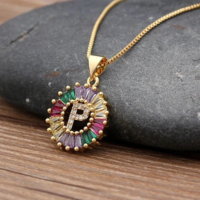 Colorful Diamond Initial Necklace 2.0