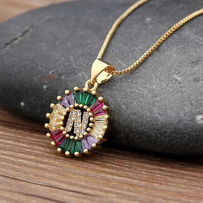 Colorful Diamond Initial Necklace 2.0