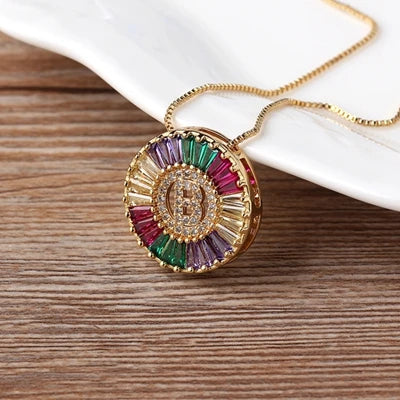 Colorful Diamond Initial Necklace