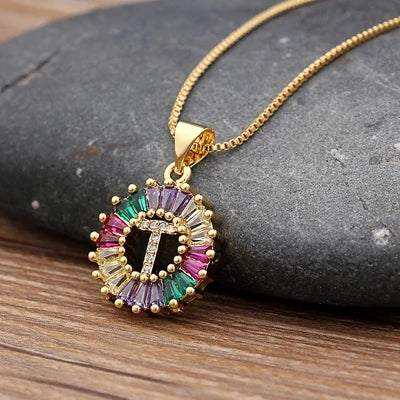 Colorful Diamond Initial Necklace 2.0