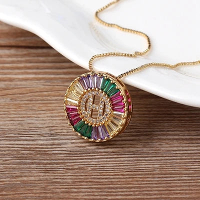 Colorful Diamond Initial Necklace