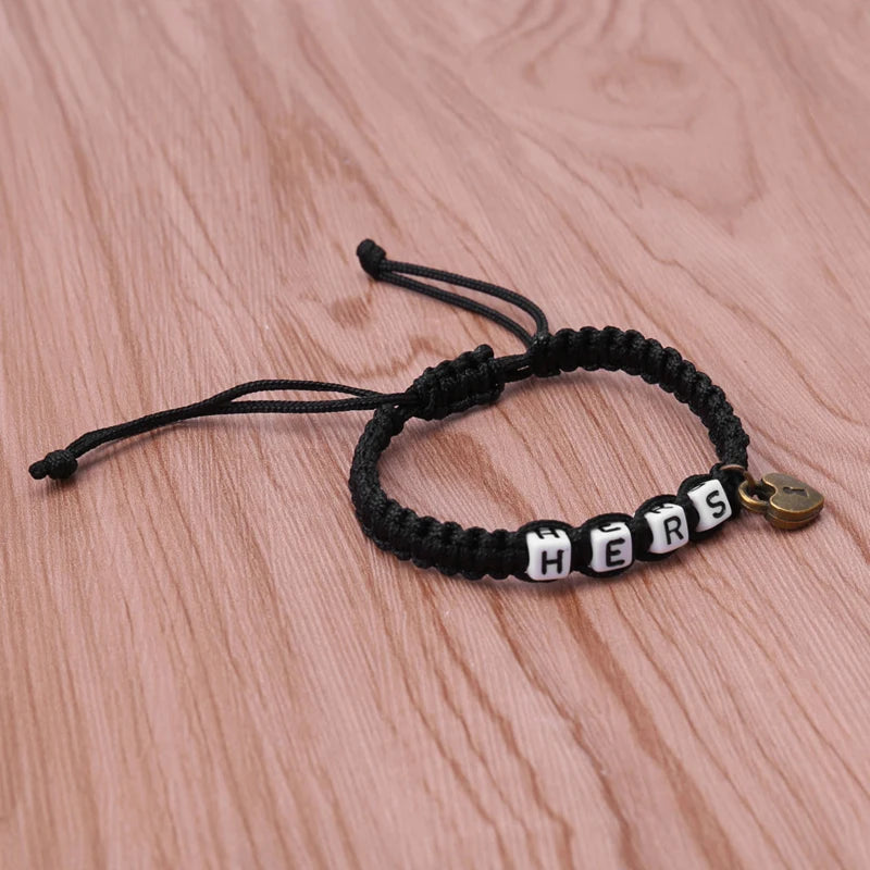His & Hers Love Lock Woven Bracelets