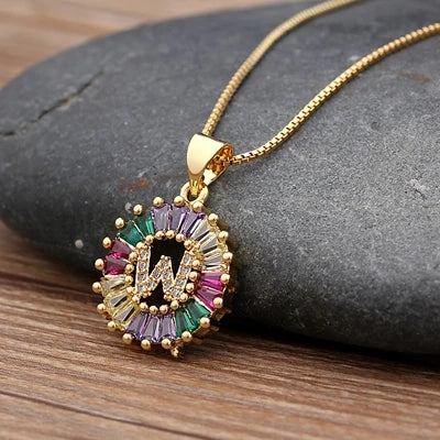 Colorful Diamond Initial Necklace 2.0