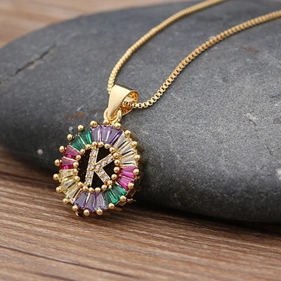Colorful Diamond Initial Necklace 2.0