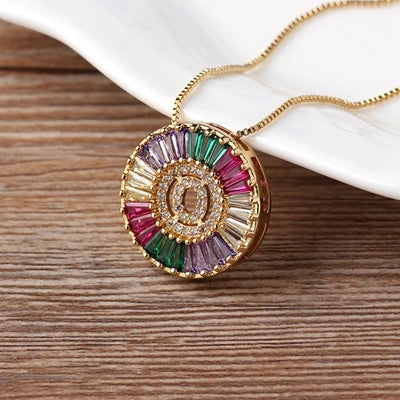 Colorful Diamond Initial Necklace
