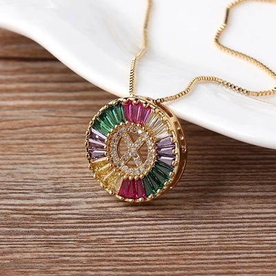 Colorful Diamond Initial Necklace