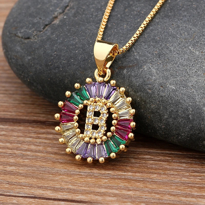Colorful Diamond Initial Necklace 2.0