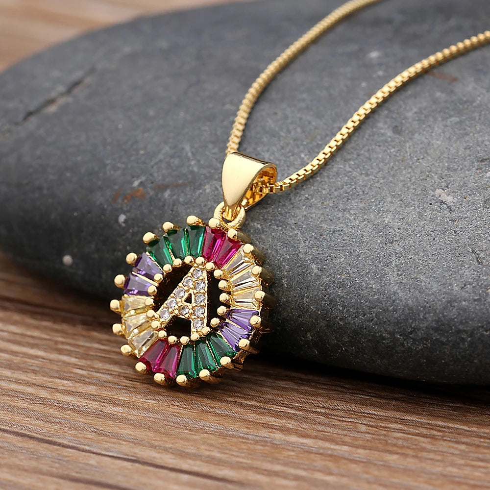 Colorful Diamond Initial Necklace 2.0