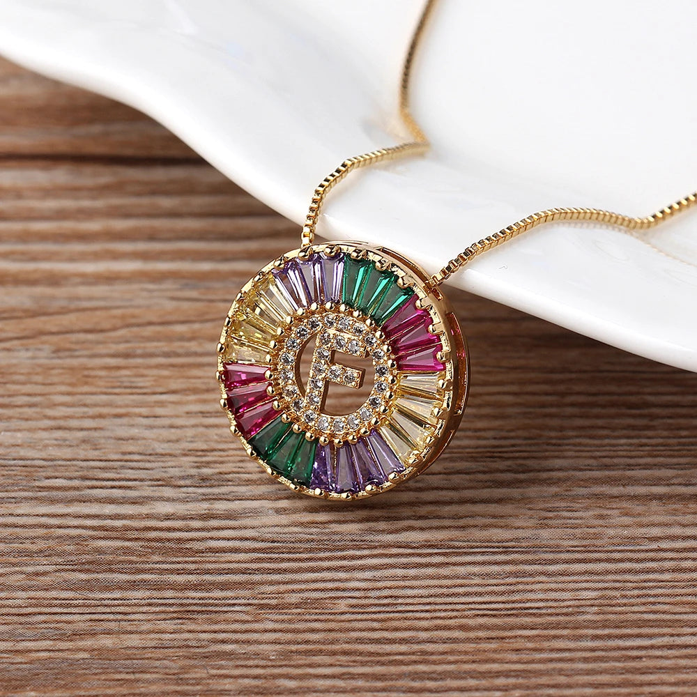 Colorful Diamond Initial Necklace