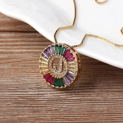 Colorful Diamond Initial Necklace