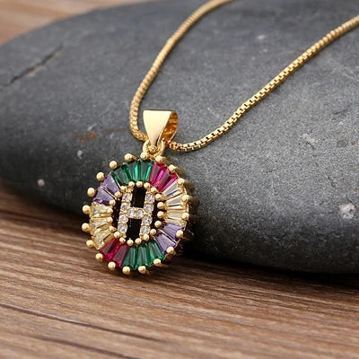 Colorful Diamond Initial Necklace 2.0