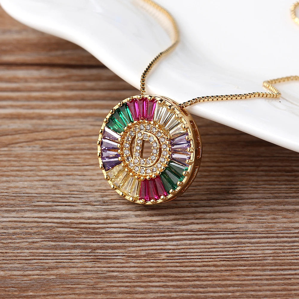 Colorful Diamond Initial Necklace