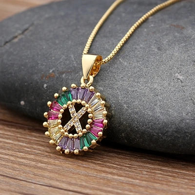Colorful Diamond Initial Necklace 2.0