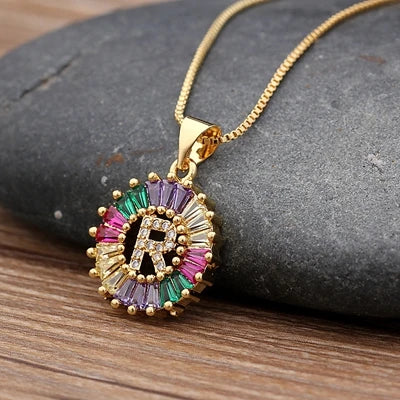 Colorful Diamond Initial Necklace 2.0