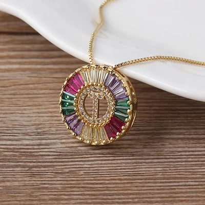 Colorful Diamond Initial Necklace
