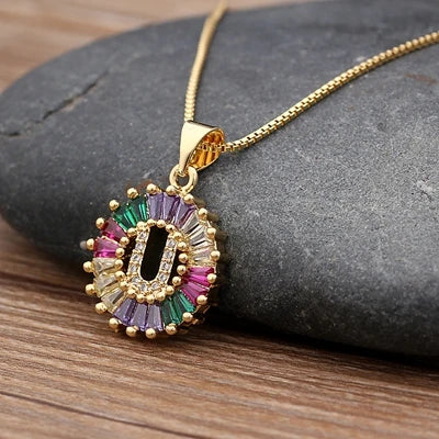 Colorful Diamond Initial Necklace 2.0