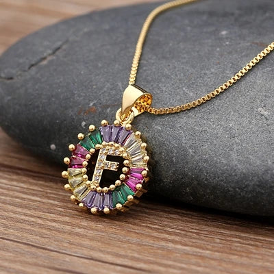 Colorful Diamond Initial Necklace 2.0