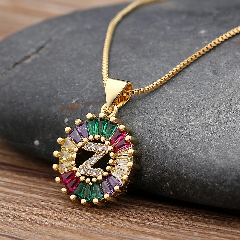 Colorful Diamond Initial Necklace 2.0