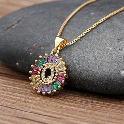 Colorful Diamond Initial Necklace 2.0