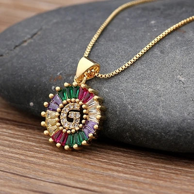 Colorful Diamond Initial Necklace 2.0