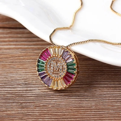 Colorful Diamond Initial Necklace