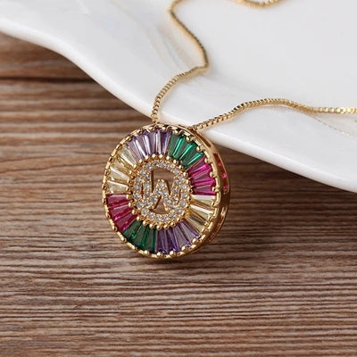 Colorful Diamond Initial Necklace