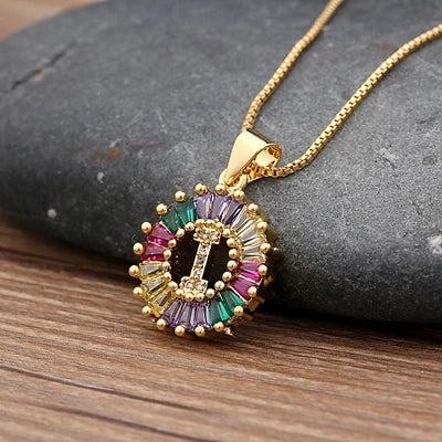 Colorful Diamond Initial Necklace 2.0